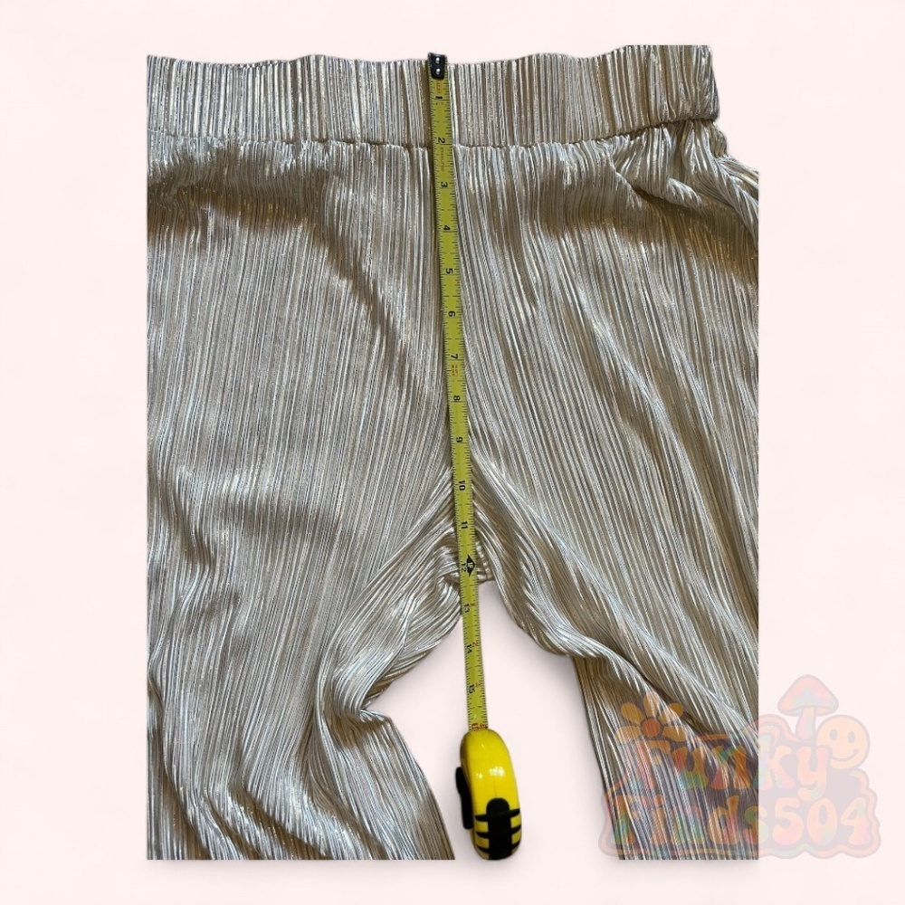 Wide Leg Gold Tinsel Shimmering Pants by Adrienne Landau NWOT Size M Sample Sale - Picture 7 of 8